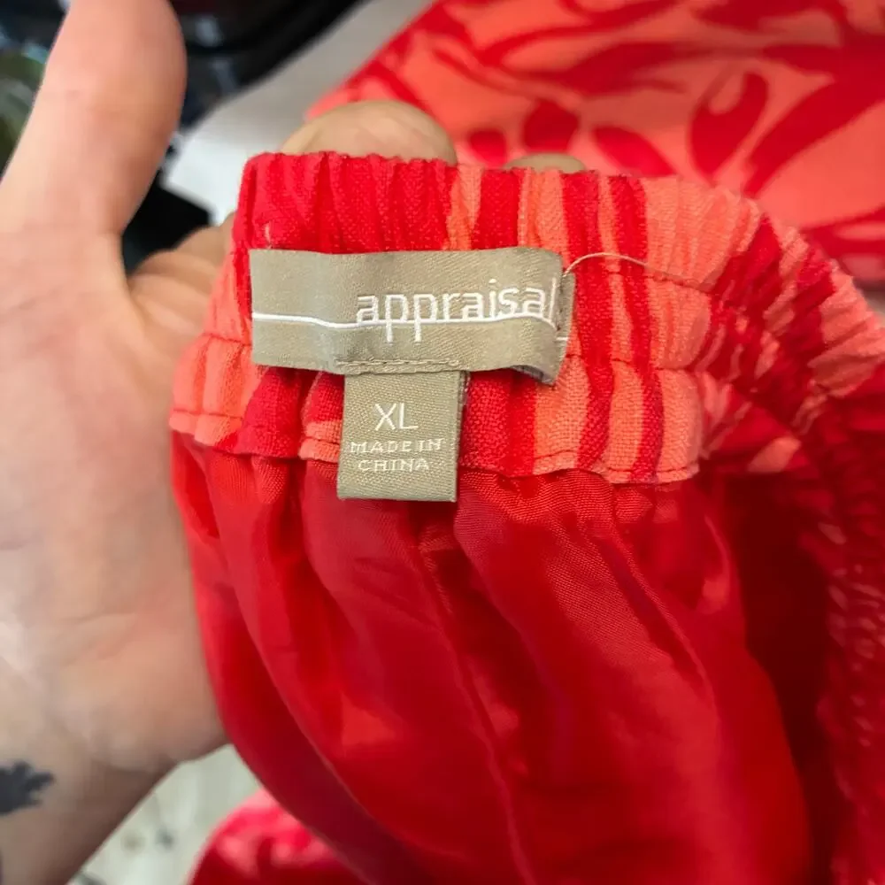 Appraisal 2 Piece Tank Skirt Outfit Linen Blend Women’s XL Tropical Vacation Red
